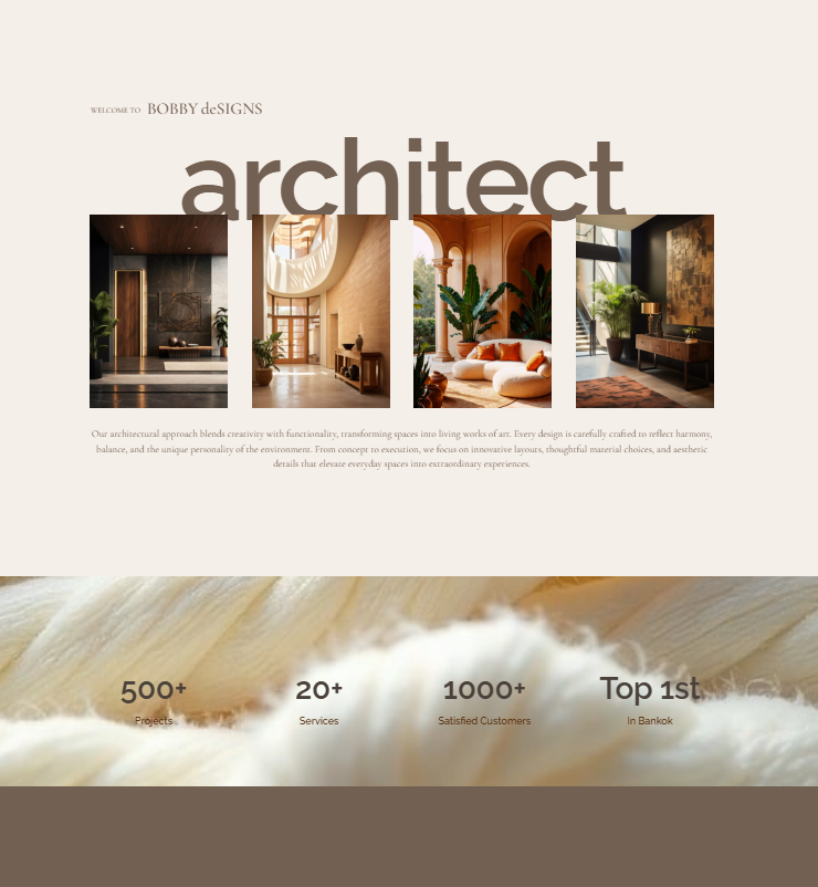 Bobby designs, concept Interior design Company website created for kerala brand